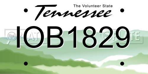 IOB1829 Tennessee License Plate