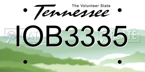 IOB3335 Tennessee License Plate