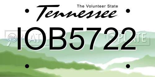 IOB5722 Tennessee License Plate