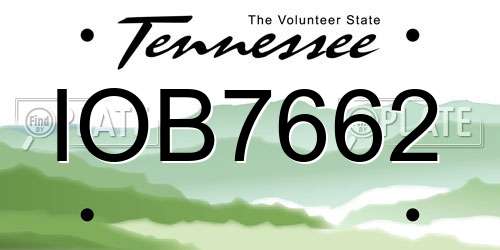 IOB7662 Tennessee License Plate