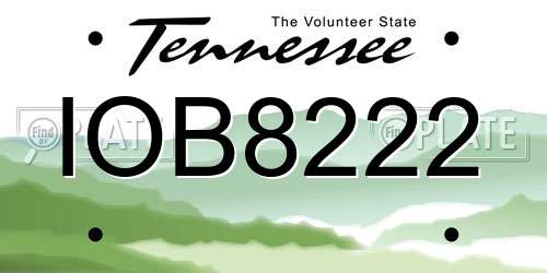 IOB8222 Tennessee License Plate