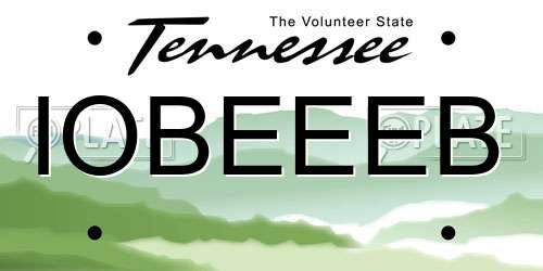 IOBEEEB Tennessee License Plate