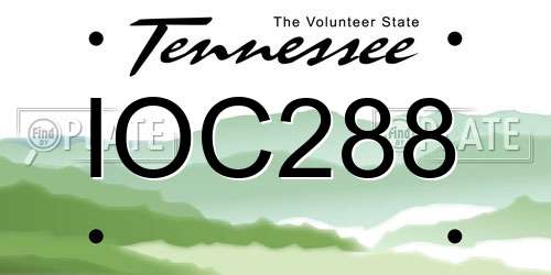 IOC288 Tennessee License Plate