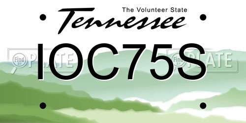IOC75S Tennessee License Plate