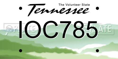 IOC785 Tennessee License Plate