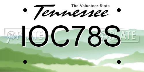 IOC78S Tennessee License Plate