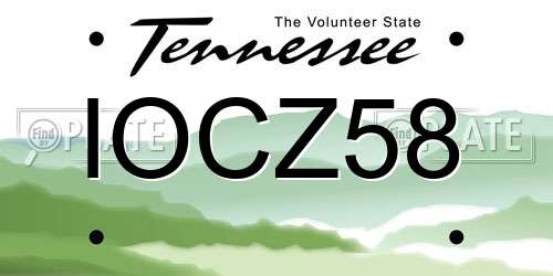 IOCZ58 Tennessee License Plate