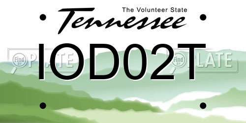IOD02T Tennessee License Plate
