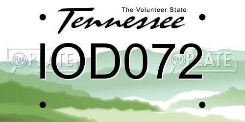 IOD072 Tennessee License Plate