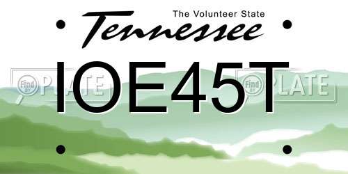 IOE45T Tennessee License Plate