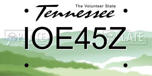 IOE45Z Tennessee License Plate