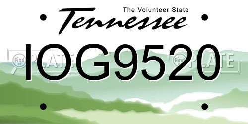 IOG9520 Tennessee License Plate