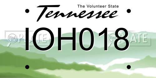 IOH018 Tennessee License Plate
