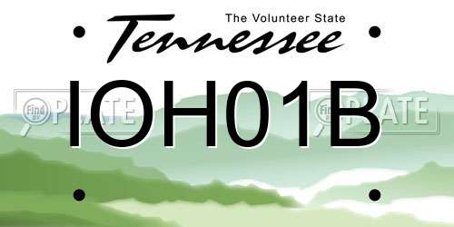 IOH01B Tennessee License Plate