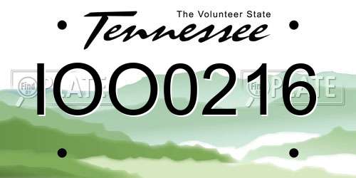 IOO0216 Tennessee License Plate