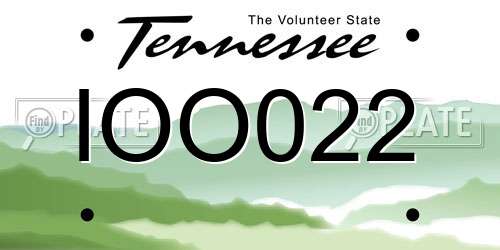 IOO022 Tennessee License Plate