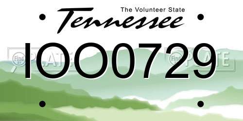 IOO0729 Tennessee License Plate