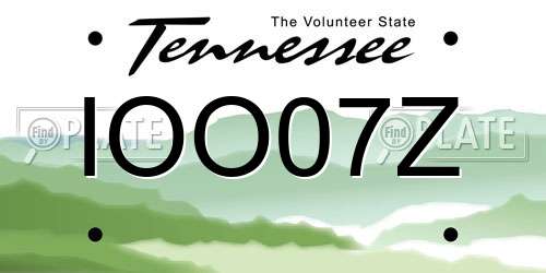 IOO07Z Tennessee License Plate