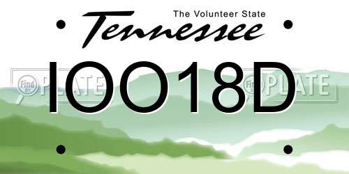 IOO18D Tennessee License Plate