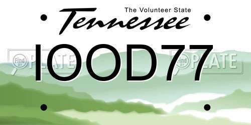 IOOD77 Tennessee License Plate