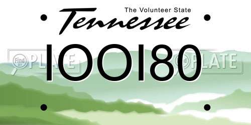 IOOI80 Tennessee License Plate