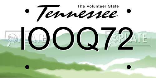 IOOQ72 Tennessee License Plate