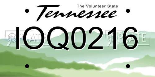 IOQ0216 Tennessee License Plate