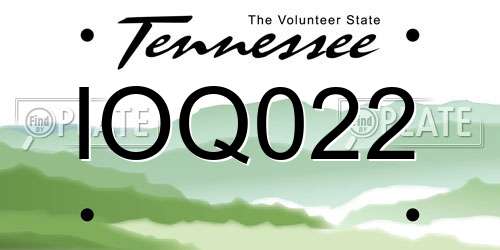 IOQ022 Tennessee License Plate