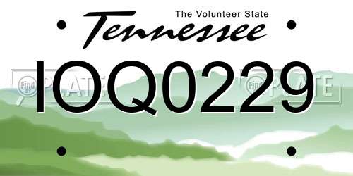 IOQ0229 Tennessee License Plate