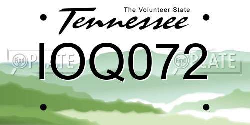 IOQ072 Tennessee License Plate