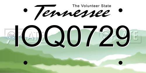 IOQ0729 Tennessee License Plate