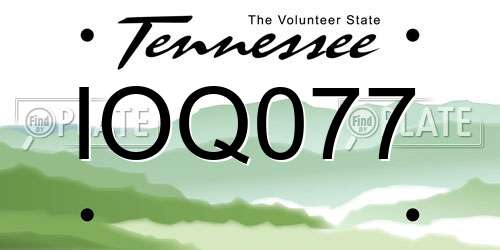 IOQ077 Tennessee License Plate