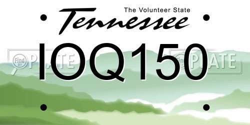 IOQ150 Tennessee License Plate