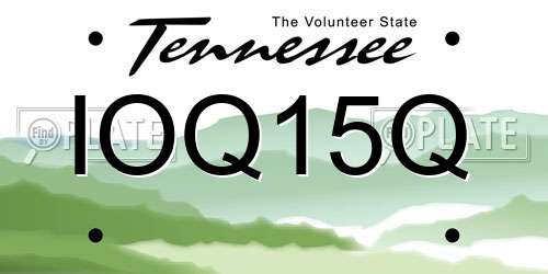 IOQ15Q Tennessee License Plate