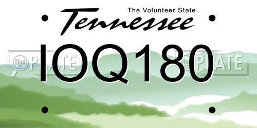 IOQ180 Tennessee License Plate