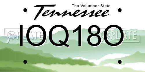 IOQ18O Tennessee License Plate
