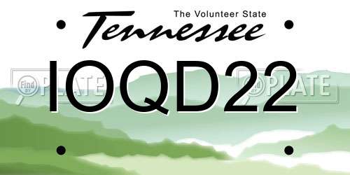 IOQD22 Tennessee License Plate
