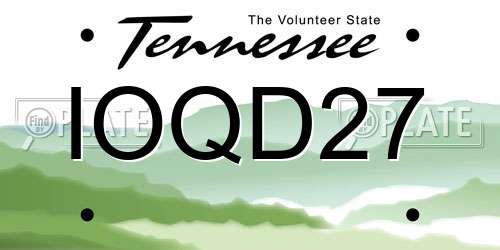IOQD27 Tennessee License Plate