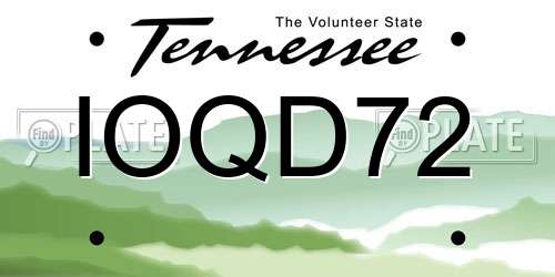 IOQD72 Tennessee License Plate