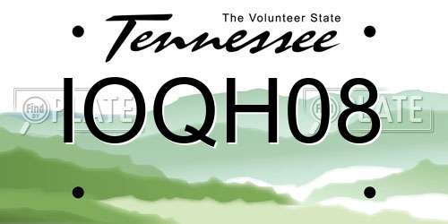 IOQH08 Tennessee License Plate