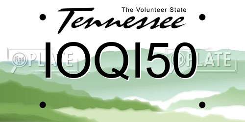 IOQI50 Tennessee License Plate