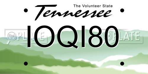 IOQI80 Tennessee License Plate