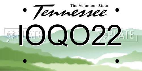 IOQO22 Tennessee License Plate
