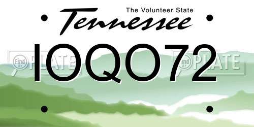 IOQO72 Tennessee License Plate