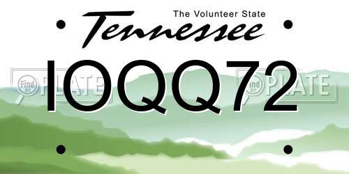 IOQQ72 Tennessee License Plate