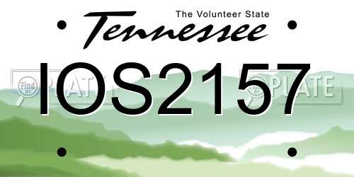IOS2157 Tennessee License Plate