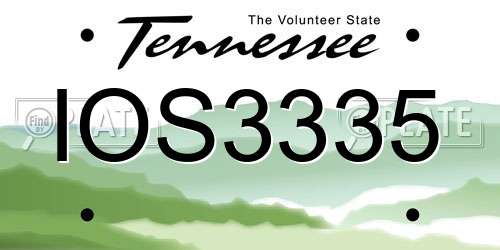 IOS3335 Tennessee License Plate