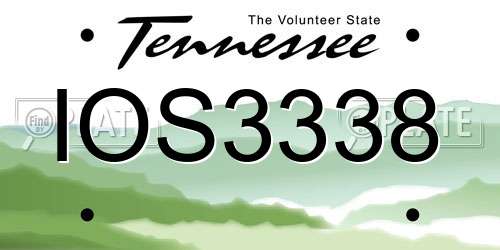 IOS3338 Tennessee License Plate