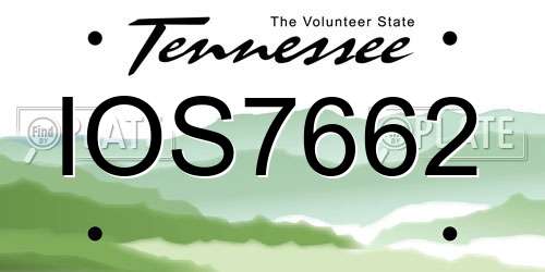 IOS7662 Tennessee License Plate