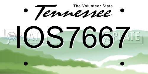 IOS7667 Tennessee License Plate